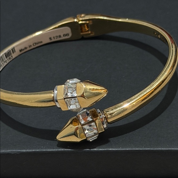 Henri Bendel NWT Gold Crystal Spike Hinge Bangle | Rare | $128 Retail - Picture 1 of 8